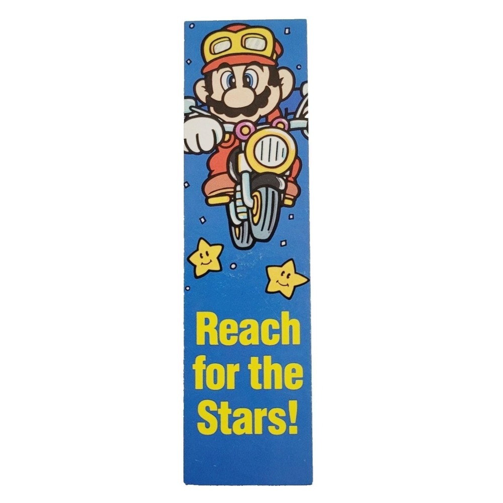 Vintage 80s Super Mario Bros Bookmark, Reach Stars, Nintendo 1989, Antioch Z-451